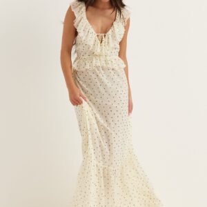Frill Tie Back Chiffon Maxi Dress