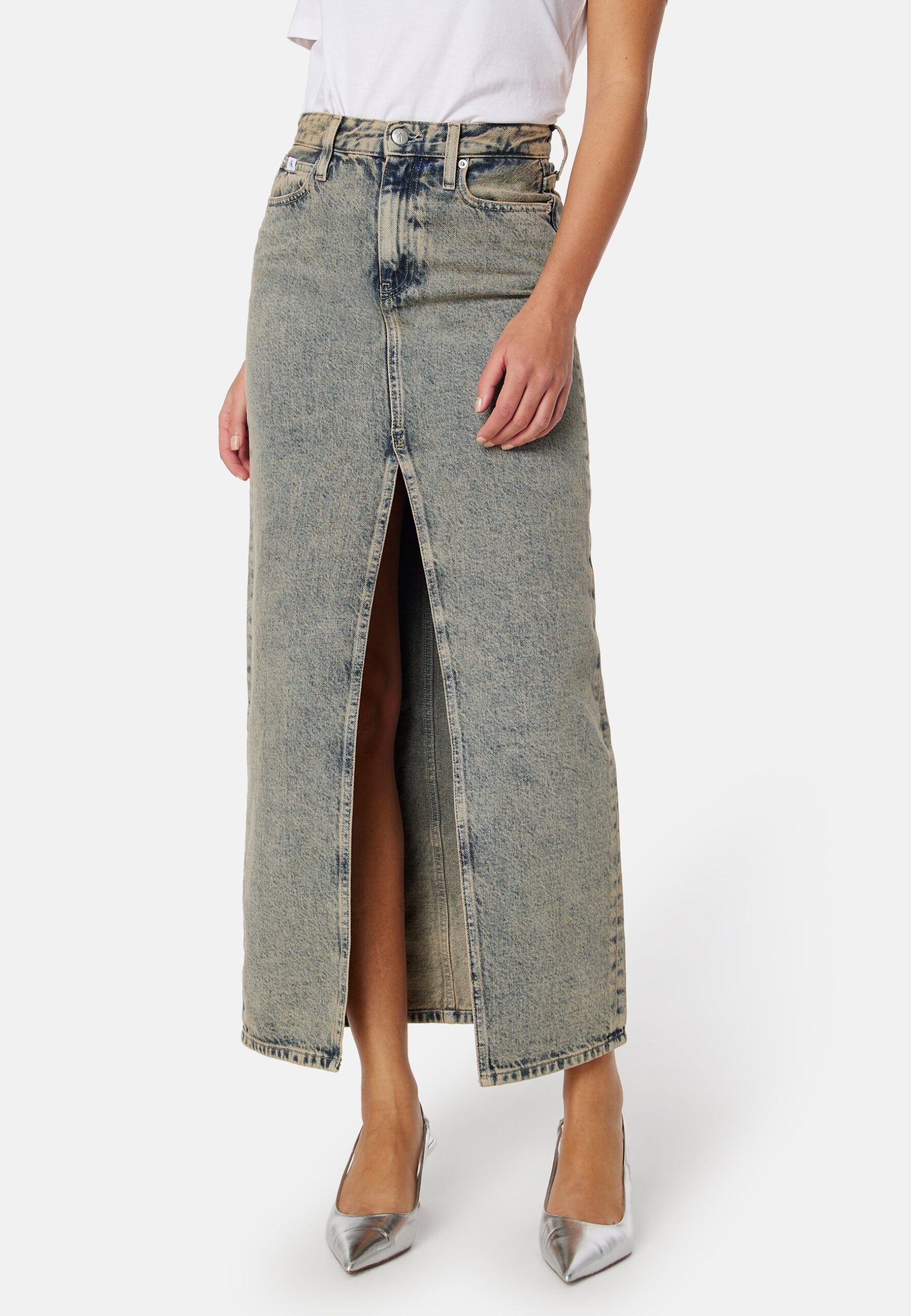 Front Split Maxi Denim Skirt