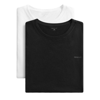 Gant 2P Basic Crew Neck T-Shirt Sort/Hvid bomuld Medium Herre