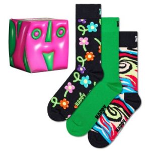Happy socks Strømper 3P Hyper Cube Socks Gift Box Flerfarvet bomuld Str 41/46