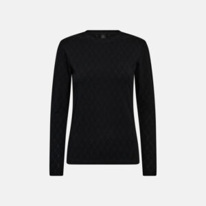 Langærmet t-shirt "Logo" | Bomuld | Sort m. burn-out effekt