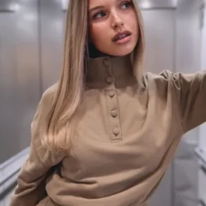 Nelly - Brun - Waist Focus Button Sweat