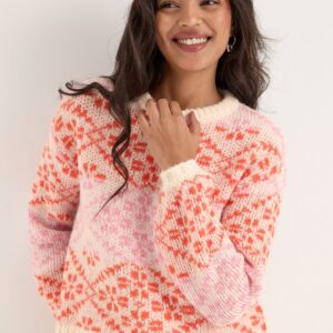 Onlcaro Ls Pattern O-neck Cc Knt