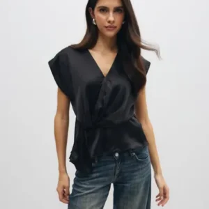 Only - Sort - Onldune S/L Wrap Knot Top Wvn