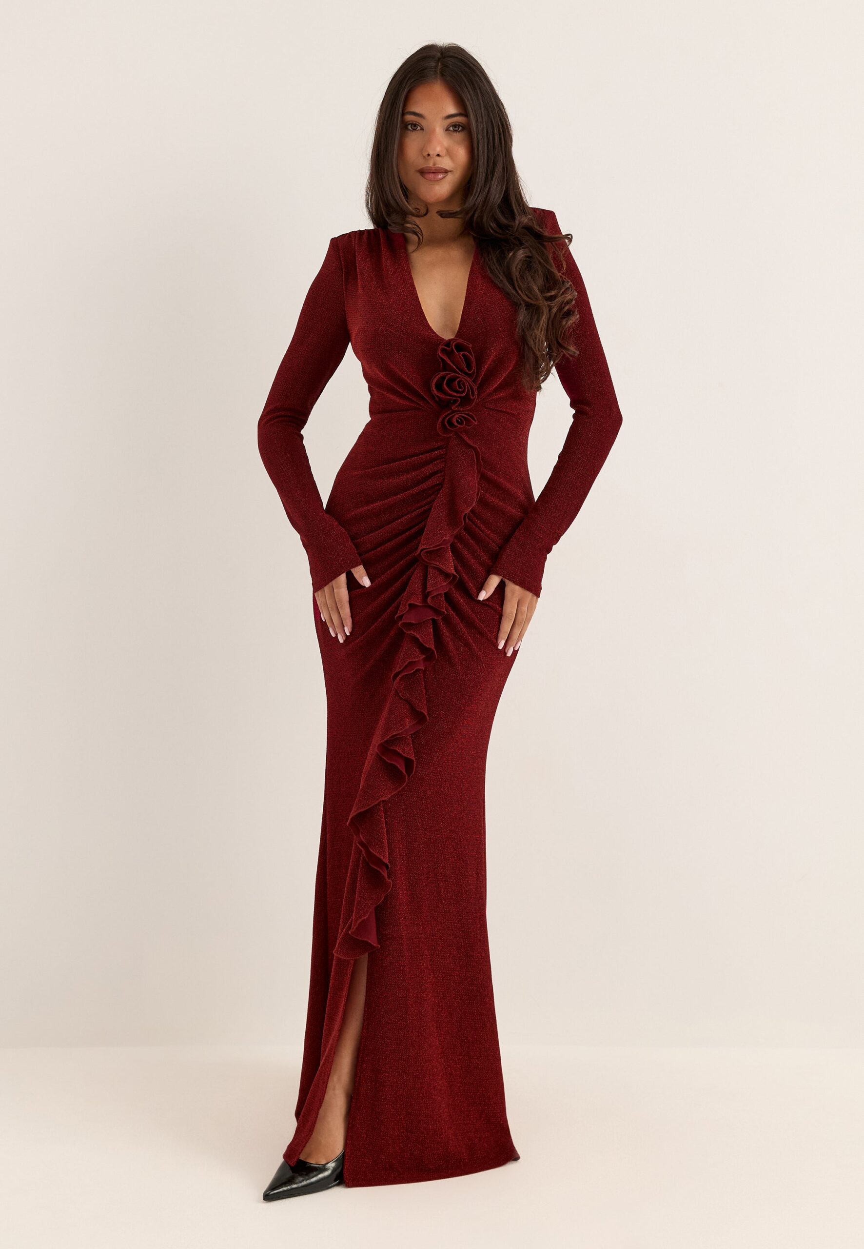 Sparkling Low V-neck Slit Gown Sparkling Low V-neck Slit Gown