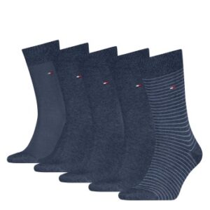 Tommy Hilfiger Strømper 5P Men Stripe Socks Gift Box Jeansblå Str 43/46 Herre