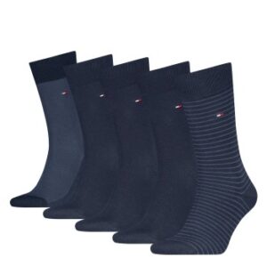 Tommy Hilfiger Strømper 5P Men Stripe Socks Gift Box Navy Str 43/46 Herre