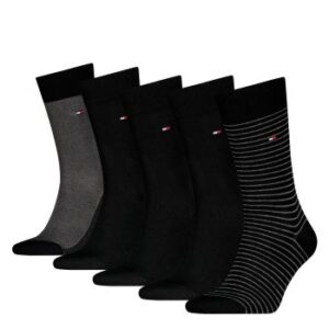Tommy Hilfiger Strømper 5P Men Stripe Socks Gift Box Sort Str 43/46 Herre