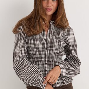 V-neck Cotton Smock Blouse
